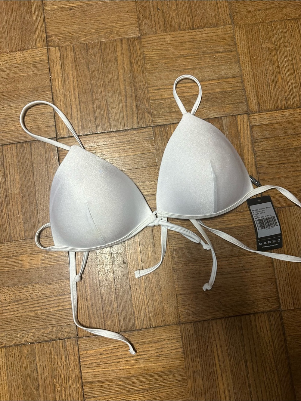 RELLECIGA White Triangle Bikini Top with Padded Cups